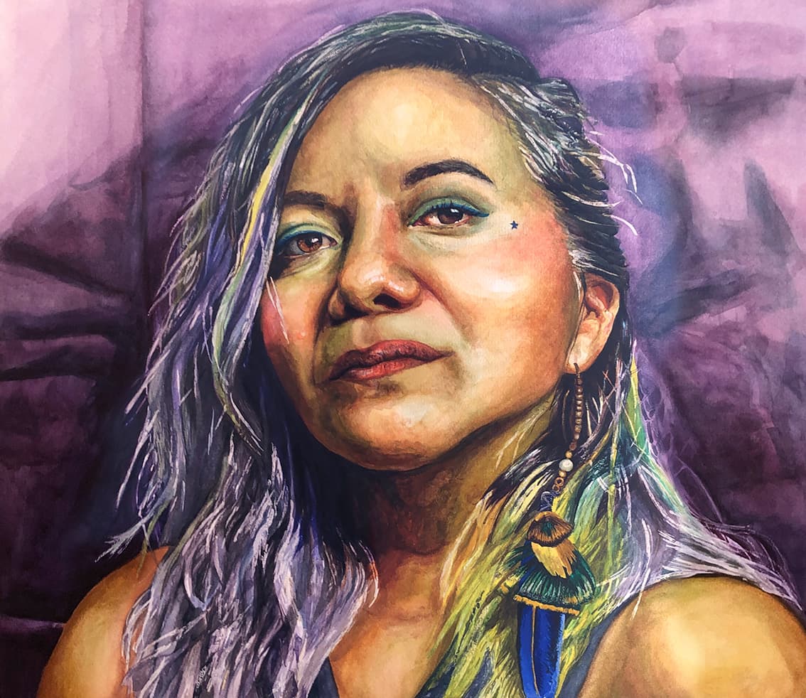 Retrato artístico en acrílico realizado por Michelle Ortega