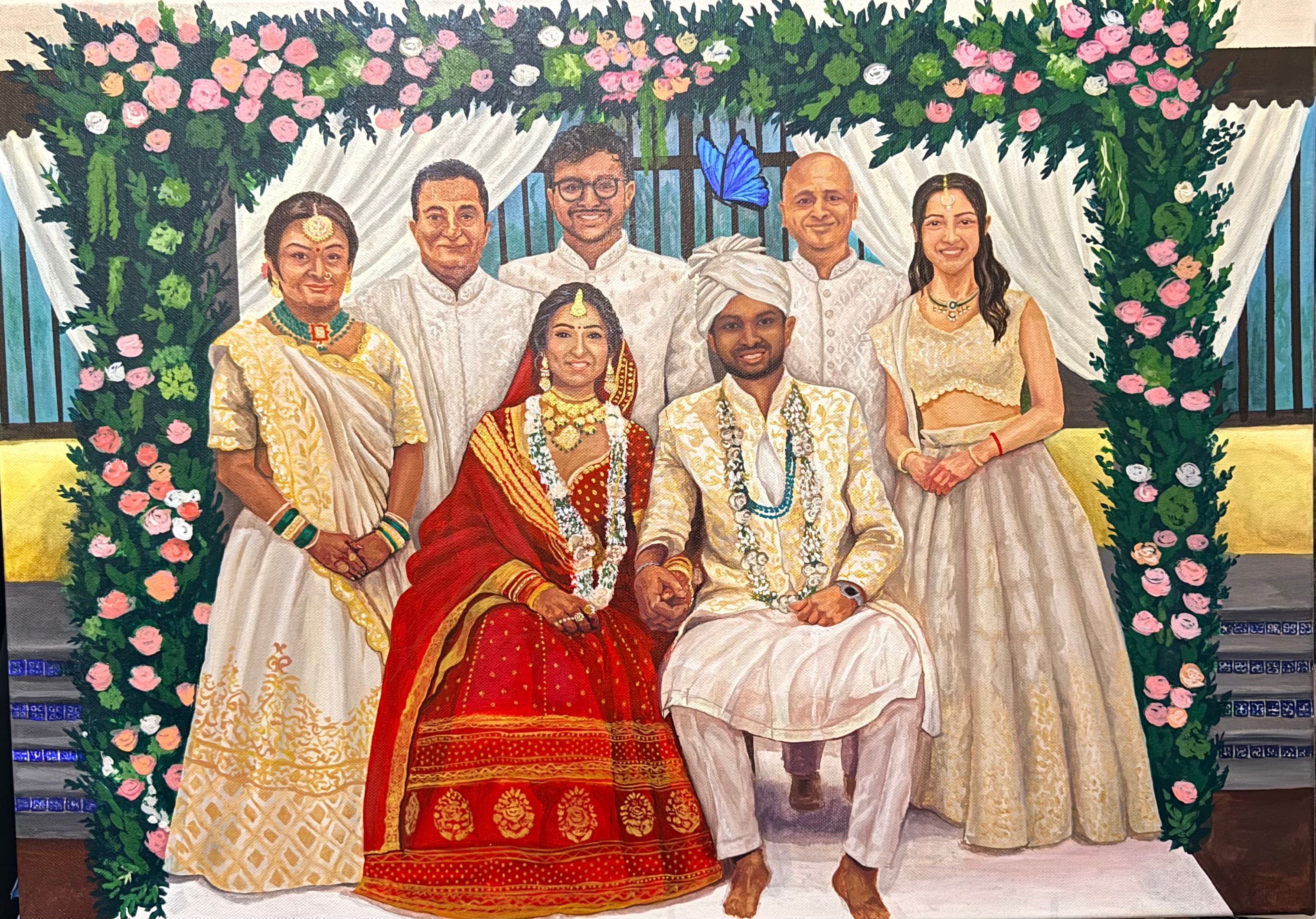 Retrato de pareja y familia en boda realizado por Michelle Ortega
