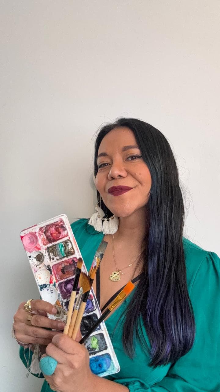 Michelle Ortega, artista de retrato de novios en vivo