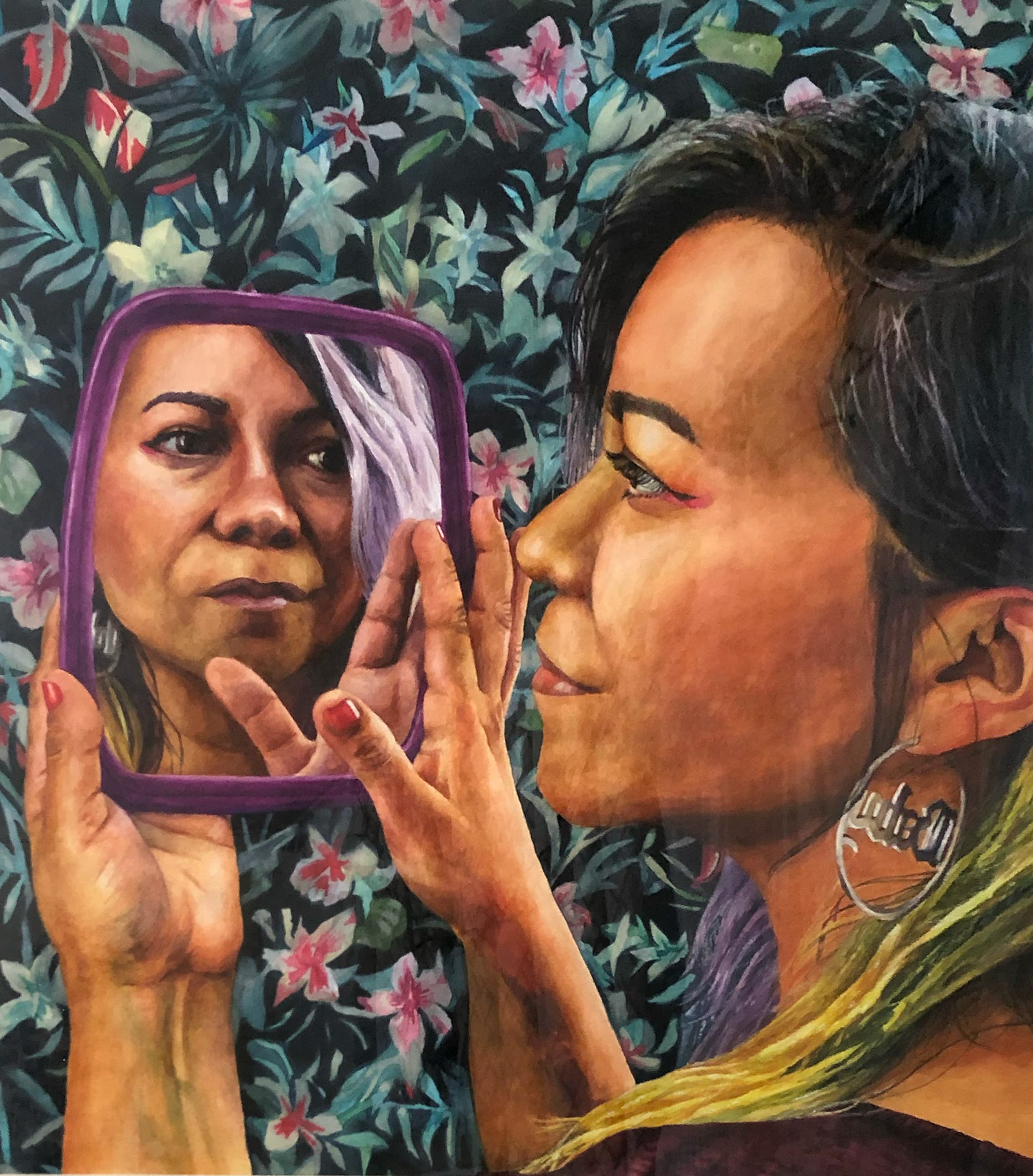 Retrato artístico pintado por Michelle Ortega